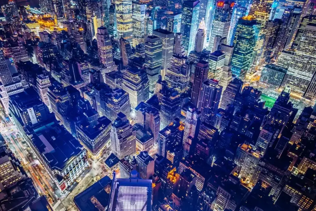 Image of City at Night - Top View